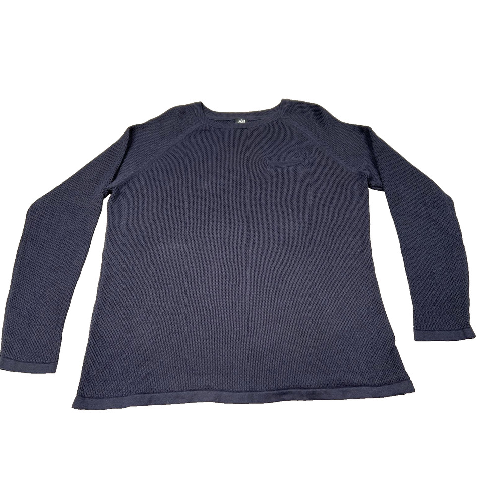 H&M Men’s Black Pullover Sweater, Size X-Large, With 1 chest Pocket, 100% Cotton